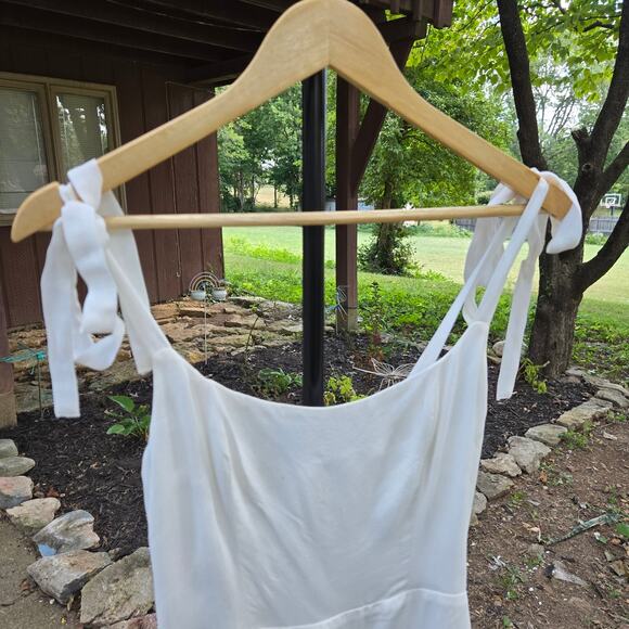 Reformation Coquette Bride Bachelorette Sheer Dainty Romantic White Mini Dress 6 - Picture 4 of 12